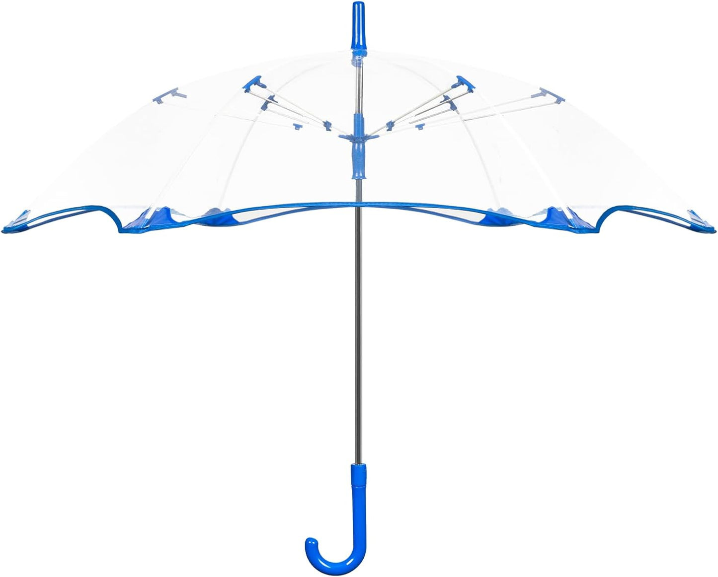 2Pcs Kids Clear Umbrella for Rain, Round Bubble Umbrella,Wide Coverage Arc 43 Inch,Auto Close,Windproof Strong Double Fiberglass Ribs With Spring Supporting for Each 6 Panels, Steel Shaft, Spoke Big Protectors for Safety