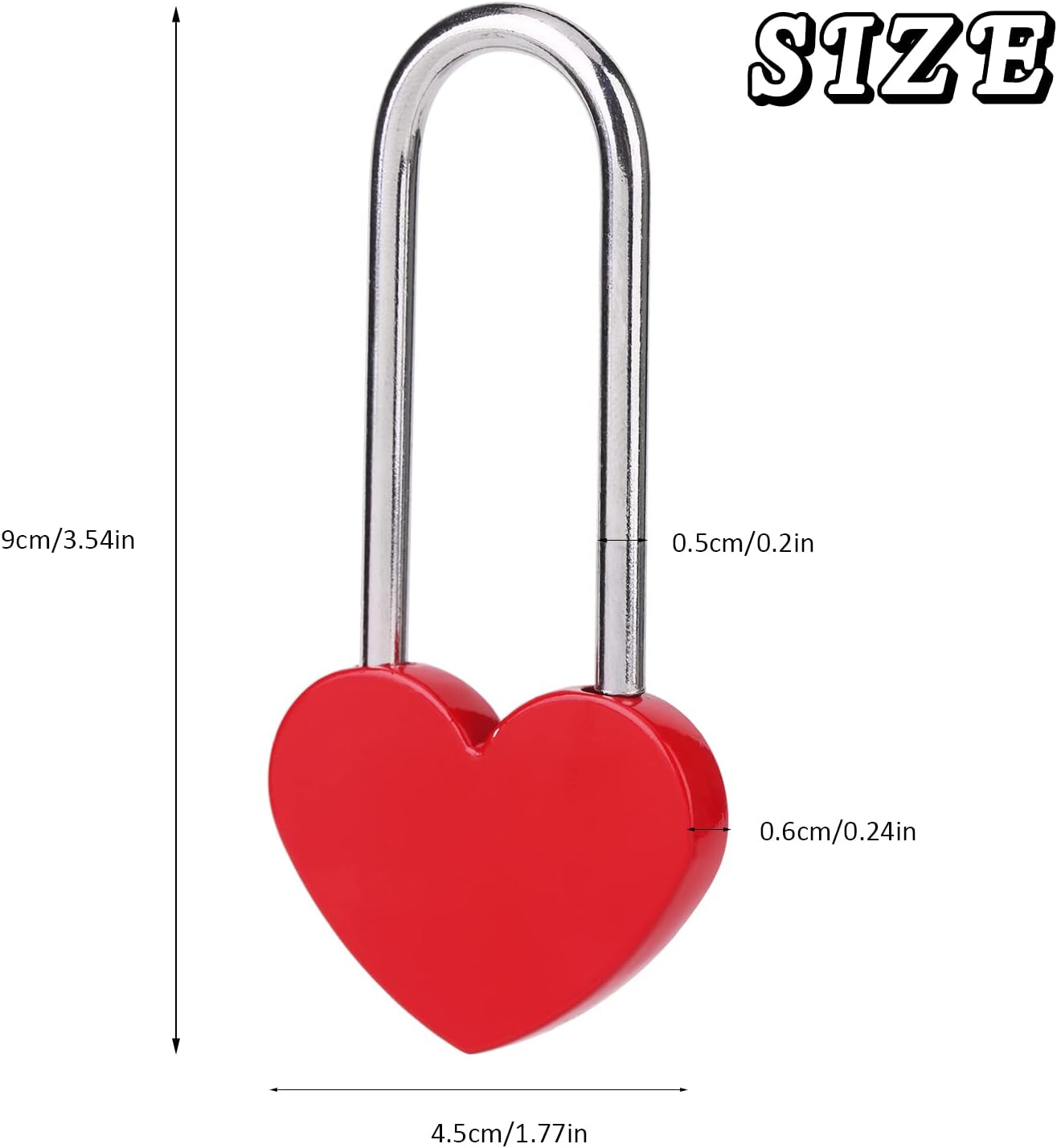 100PCS 3.5" 50mm Love Lock Heart Padlock,Red Single Heart Wish Lock for Lovers Wedding,Valentine's Day,Anniversary,Travel(NO Key)