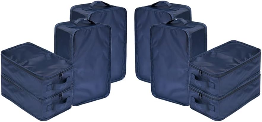 Travel Shoe Bags, Foldable Waterproof Shoe Pouches Organizer-Double Layer (8 Navy Shoe Bags)