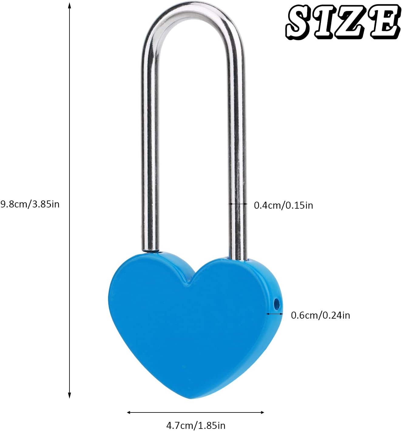 100PCS 3.5" 50mm Love Lock Heart Padlock,Blue Single Heart Wish Lock for Lovers Wedding,Valentines,Anniversary,Travel(NO Key)