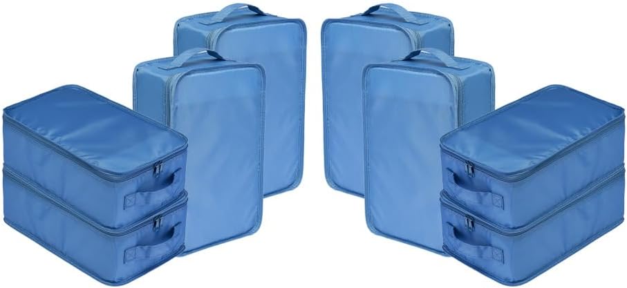 Travel Shoe Bags, Foldable Waterproof Shoe Pouches Organizer-Double Layer (8 Seablue Shoe Bags)