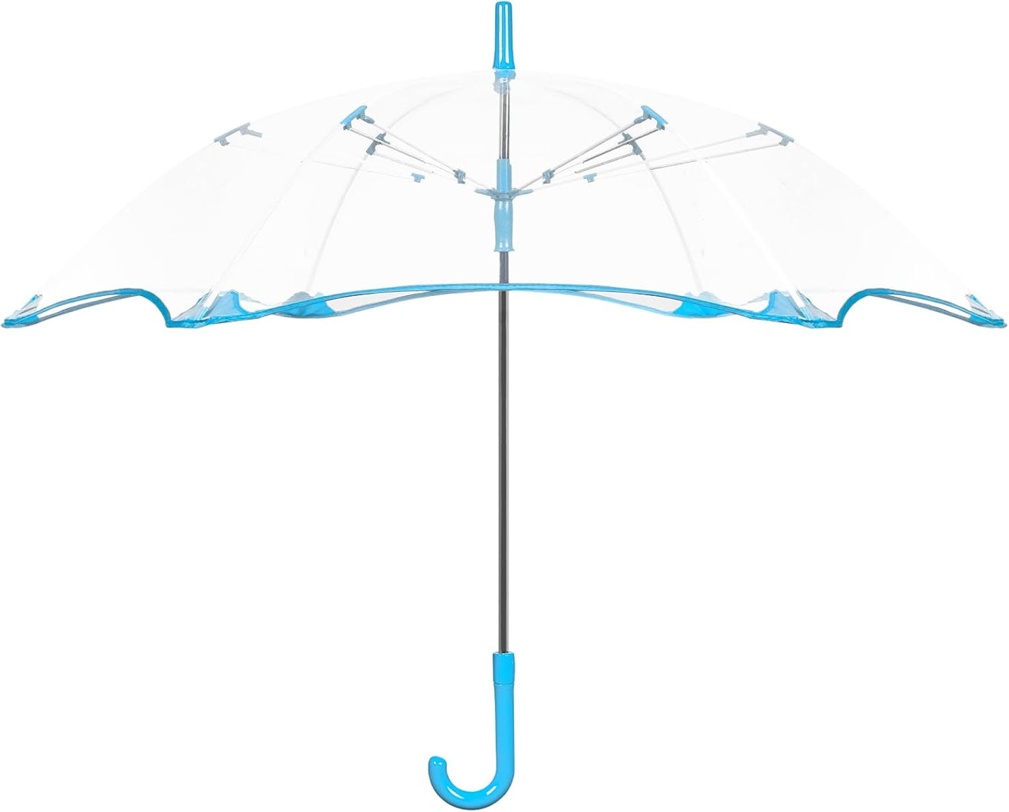 2Pcs Kids Clear Umbrella for Rain, Round Bubble Umbrella,Wide Coverage Arc 43 Inch,Auto Close,Windproof Strong Double Fiberglass Ribs With Spring Supporting for Each 6 Panels, Steel Shaft, Spoke Big Protectors for Safety