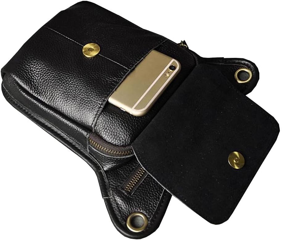 Leather Waist Pack Drop Leg Bag for Men Women Belt Bumbag Multi-Purpose Motorcycle Bike Outdoor Sports Tactical Cycling Riding Hiking Camping Pouch
