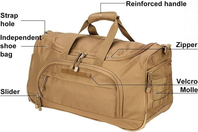 Gym Bag for Women & Men Tactical Duffle Military Weekender Travel Work Out Bags Lightweight Waterproof Sports Tote Shoe Pocket
