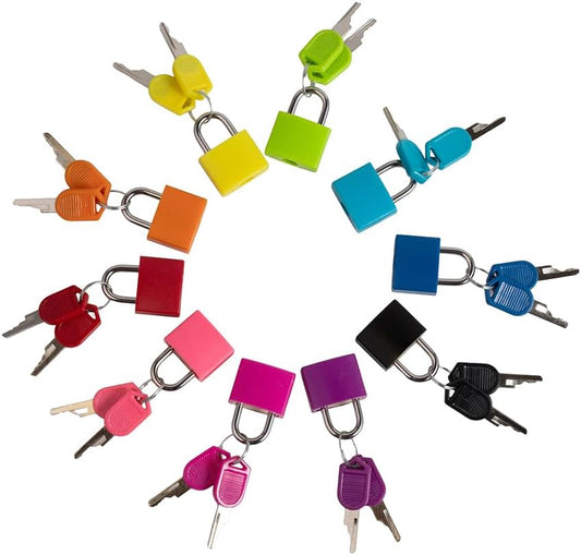 10PCS Suitcase Locks with Keys, Luggage Locks with Keys, Metal Luggage Padlocks, Mini Locker Lock (10 Colors)