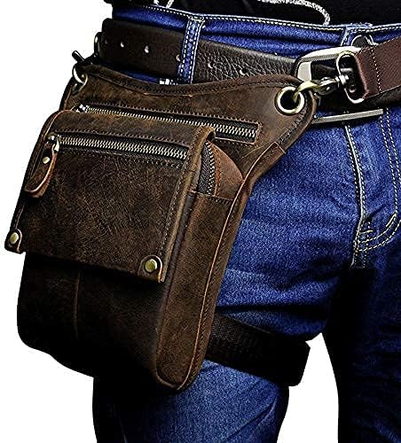 Leather Waist Pack Drop Leg Bag for Men Women Belt Bumbag Multi-Purpose Motorcycle Bike Outdoor Sports Tactical Cycling Riding Hiking Camping Pouch