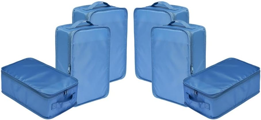 Travel Shoe Bags, Foldable Waterproof Shoe Pouches Organizer-Double Layer (6 Seablue Shoe Bags)