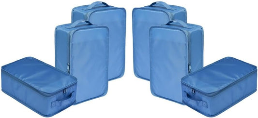 Travel Shoe Bags, Foldable Waterproof Shoe Pouches Organizer-Double Layer (6 Seablue Shoe Bags)