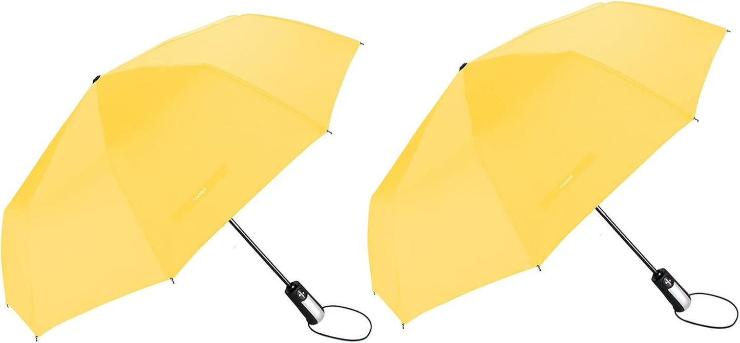 TradMall 2 Pack Travel Umbrella Windproof 46/56 Inches Large Canopy Reinforced Fiberglass Ribs Auto Open & Close