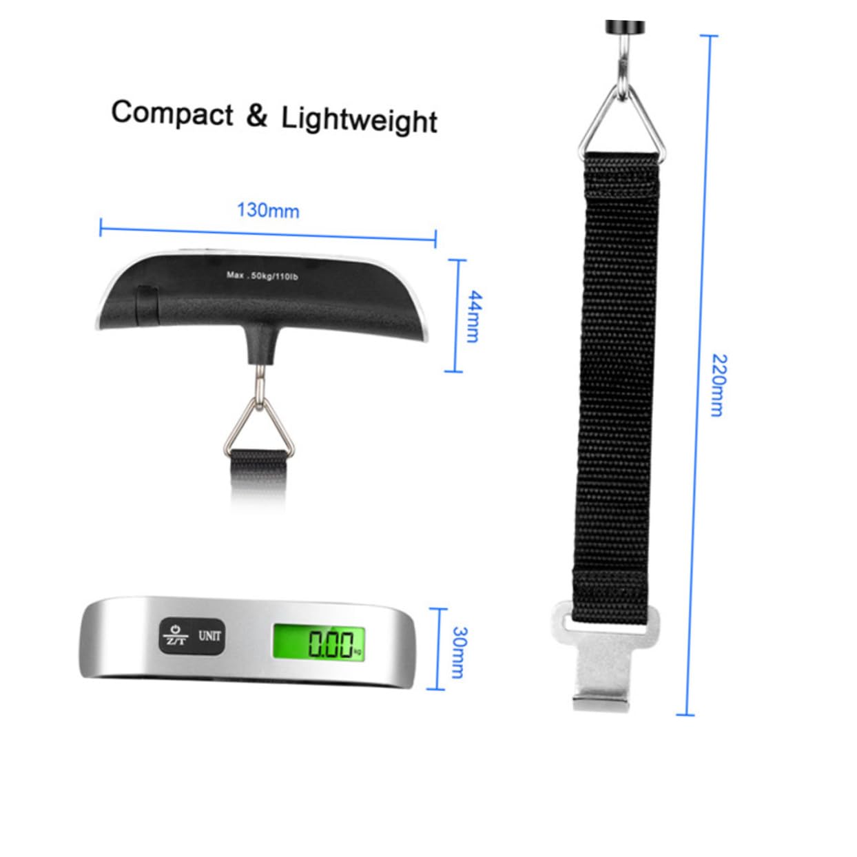 1pc Portable Electronic Suitcase Scale Handheld Baggage Weighing Tool for Travel Fishing Shopping and Home Use Avoid Overweight Compact Design