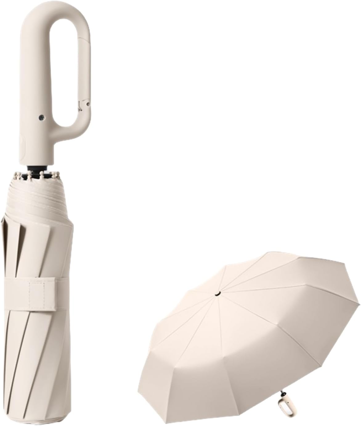 Travel Folding Golf Umbrella 10 Ribs Automatic Open/Close,Lightweight Compact Portable Backpack Car Parasol Outdoor,Sun/Rain,Anti 99 UV Protection UPF 50,Men Women Carabiner Handle Design