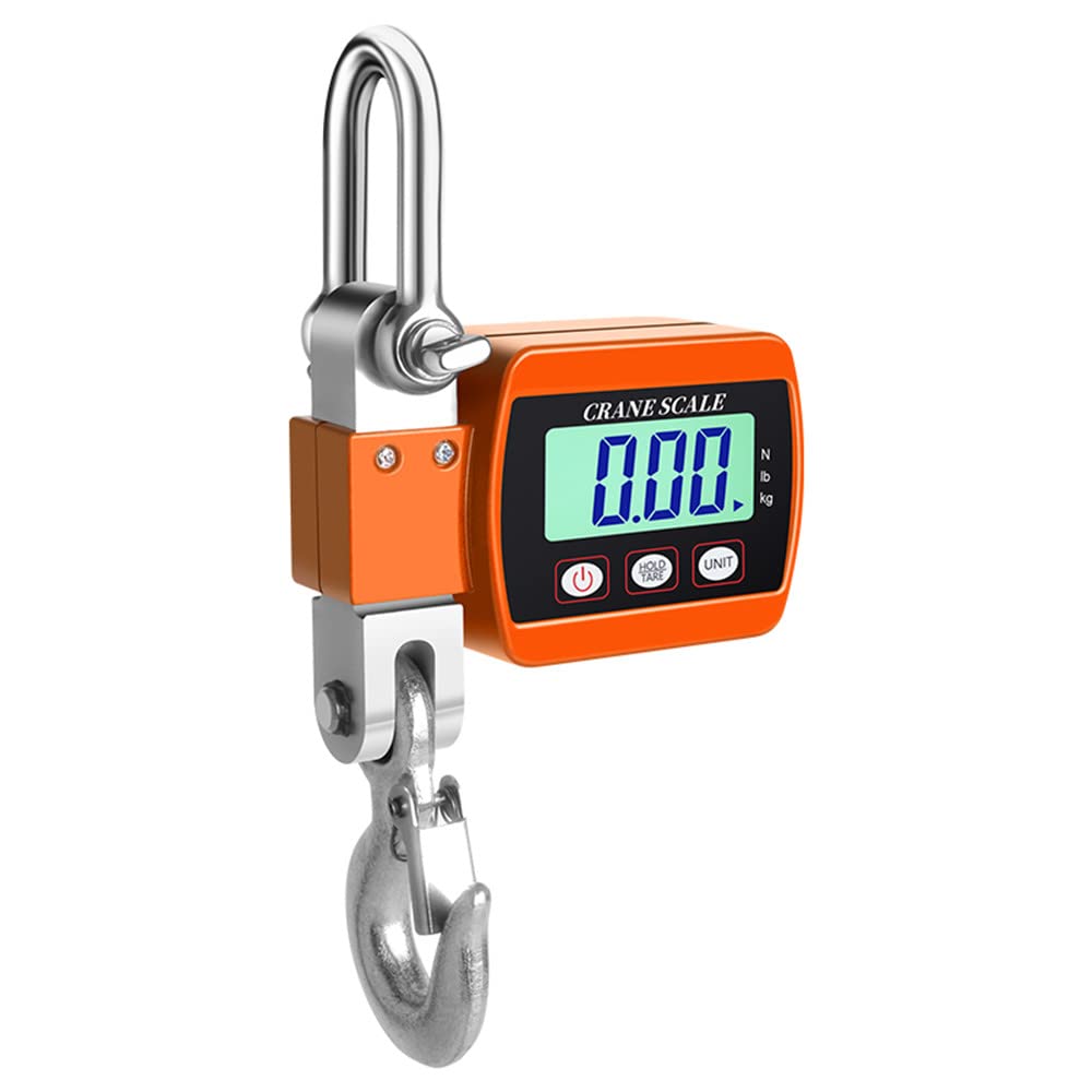 1100LBS Hanging Weight Scale Industrial Heavy Duty with Accurate Sensor Digital, Professional for Farm, Hunting, Bow Draw Weight, Big Fish & Hoyer Lift Orange
