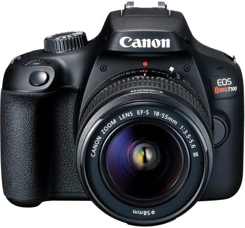 Canon EOS Rebel T100 DSLR Camera with 18-55mm Lens| 18MP APS-C Sensor, Built-In Wi-Fi & Full HD Video| For Beginners, Travel & Everyday Shooting(2628C029) + EF-S 24mm f/2.8 STM Lens + 64GB Card + More