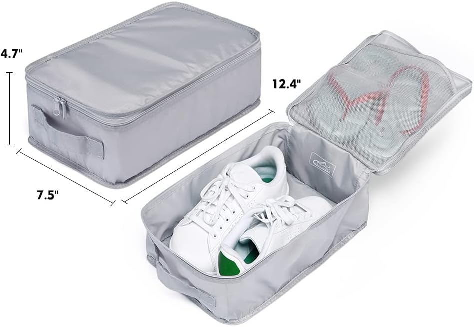 Travel Shoe Bags, Foldable Waterproof Shoe Pouches Organizer-Double Layer (6 Grey Shoe Bags)