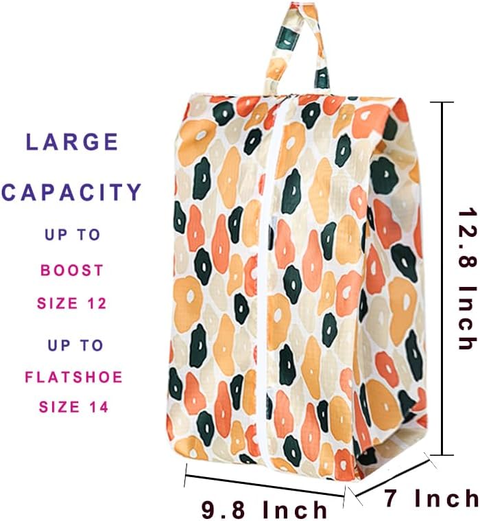 Travel Shoe Bags, Set of 12, Large Oxford Fabric Storage Bags with Zipper and Handle, Water-Resistant Pouches (Colorful patterns)