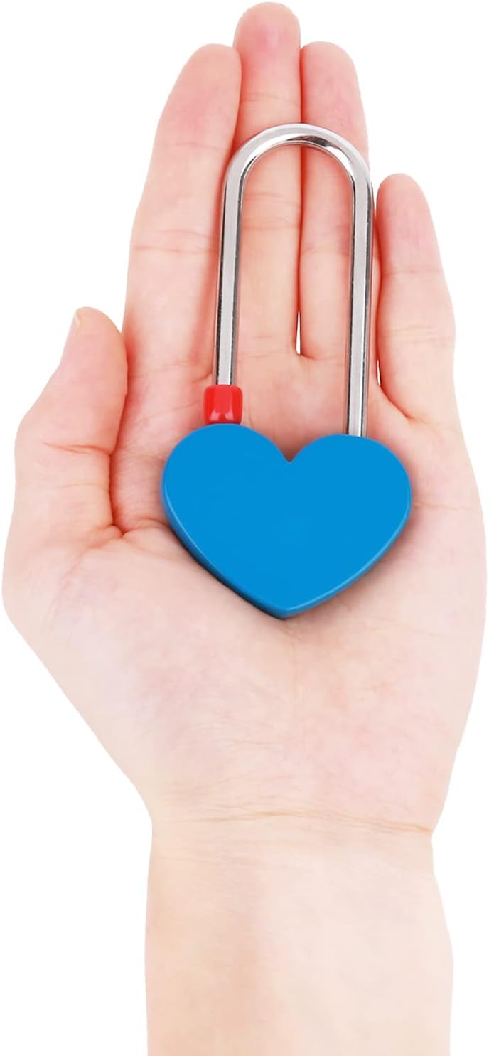 100PCS 3.5" 50mm Love Lock Heart Padlock,Blue Single Heart Wish Lock for Lovers Wedding,Valentines,Anniversary,Travel(NO Key)