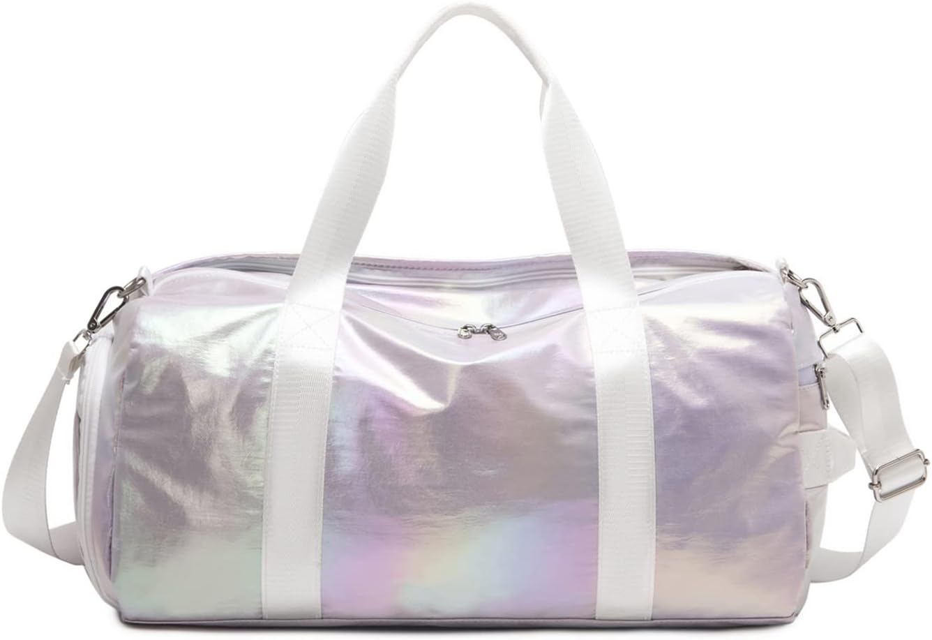 KARRESLY Sports Gym Bag for Women or Men Travel Duffel Bag with Wet Pocket and Shoes Compartment for Training Swim Yoga(2-Gradient color-Purple) free size