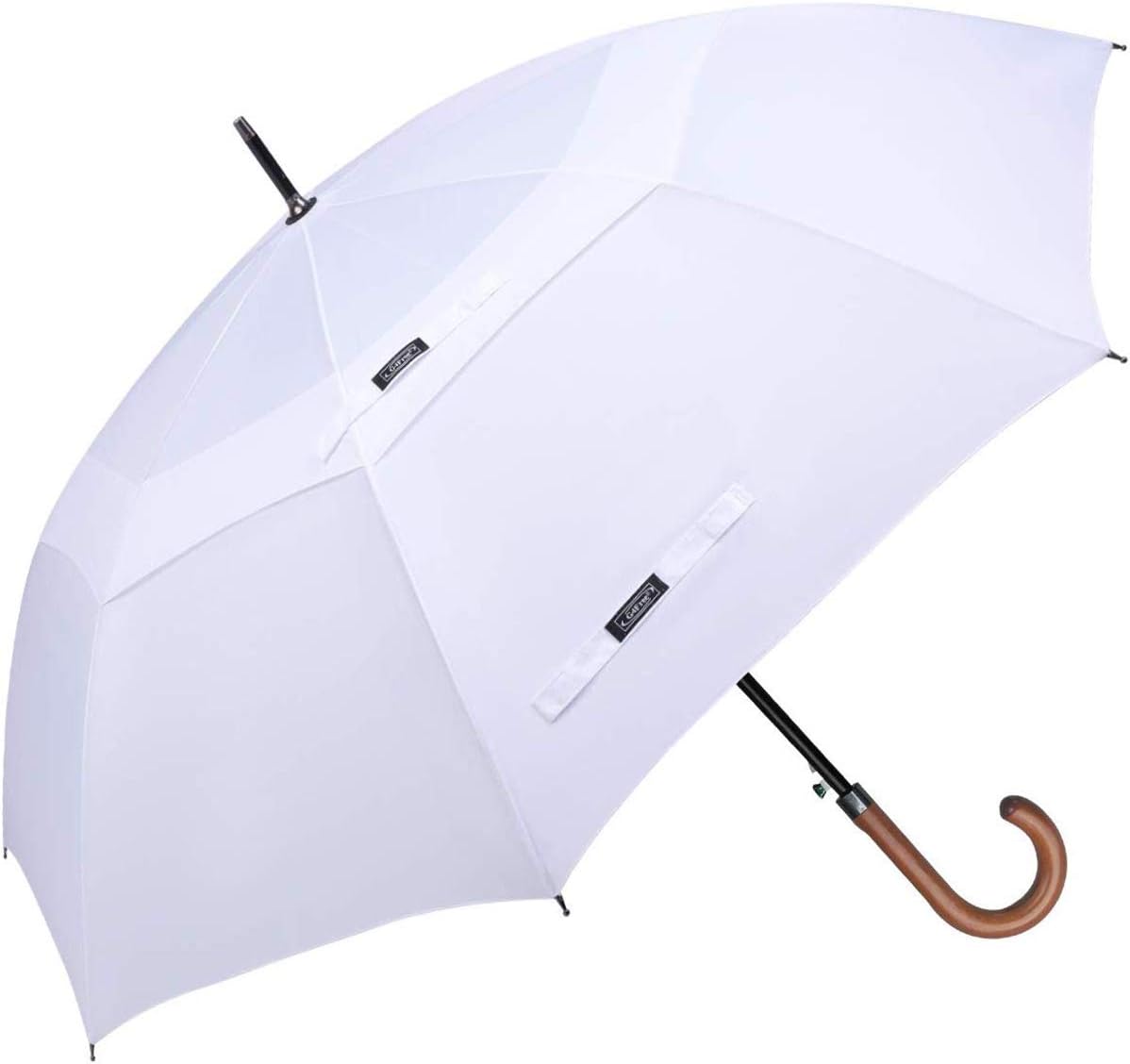 G4Free 52/62inch Wooden J Handle Golf Umbrella Windproof UV Protection Classic Stick Wedding Cane Umbrellas, Auto Open Cane Hook Handle