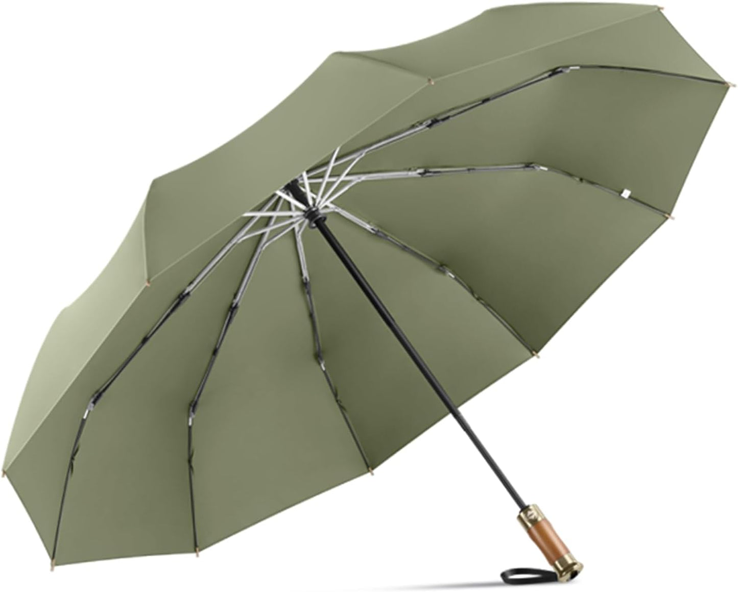Rain Cats Large Umbrella 45 Inch diameter Umbrellas for rain Strong10 Ribs Fiberglass Windproof big Compact Automatic portable Folding Travel/Thick Fabric/Wood handle