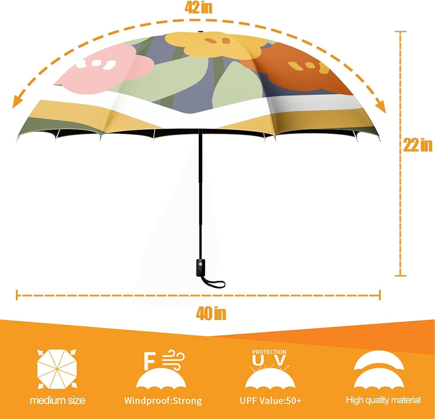 Small Compact Travel Automatic Folding Umbrella for Women, Portable Lightweight, Rain, Wind, UV Sun Shade