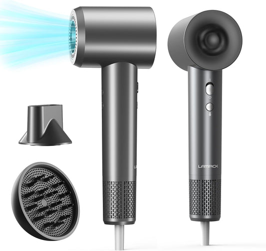 Hair Dryer: 150000 RPM Portable Professional High Speed Ionic Blow Dryer for Fast Drying, 500 Million Negative Ions Care & Heat Control & Low Noise with Magnetic Diffuser & Nozzle, 5 Temps & 3 Speeds