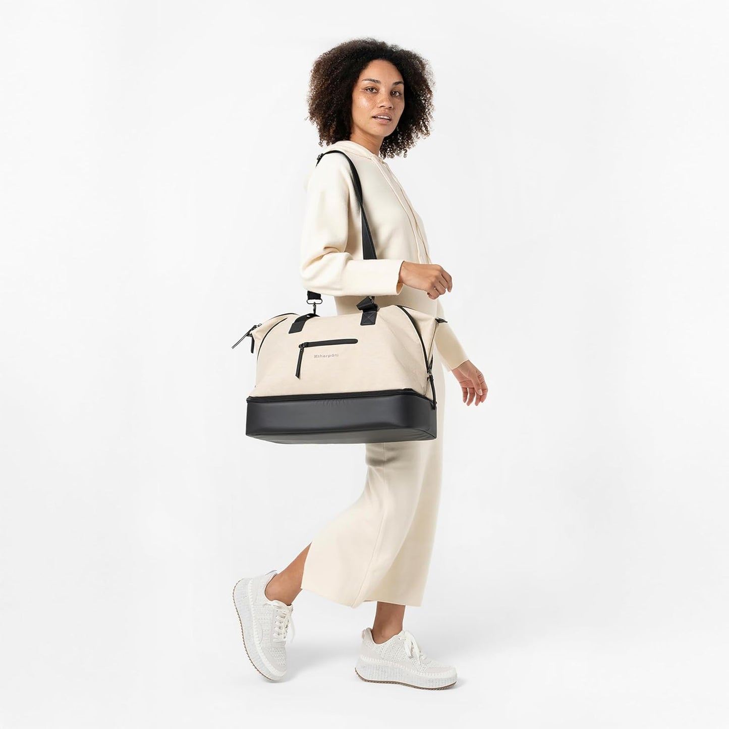 Sherpani Boston, Anti-Theft Weekender Bags,Travel Duffel Bag for Women, Carry On Tote Bag with Removable Shoe Bottom Compartment, Metal Hardware