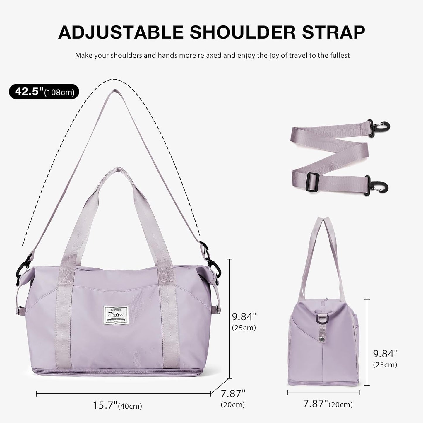 Travel Duffel Bag, Sports Tote Gym Bag, Shoulder Weekender Overnight Bag for Women