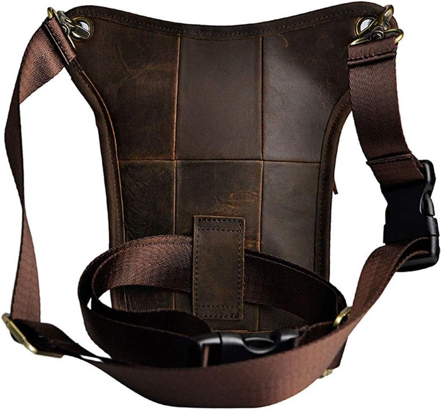 Leather Waist Pack Drop Leg Bag for Men Women Belt Bumbag Multi-Purpose Motorcycle Bike Outdoor Sports Tactical Cycling Riding Hiking Camping Pouch