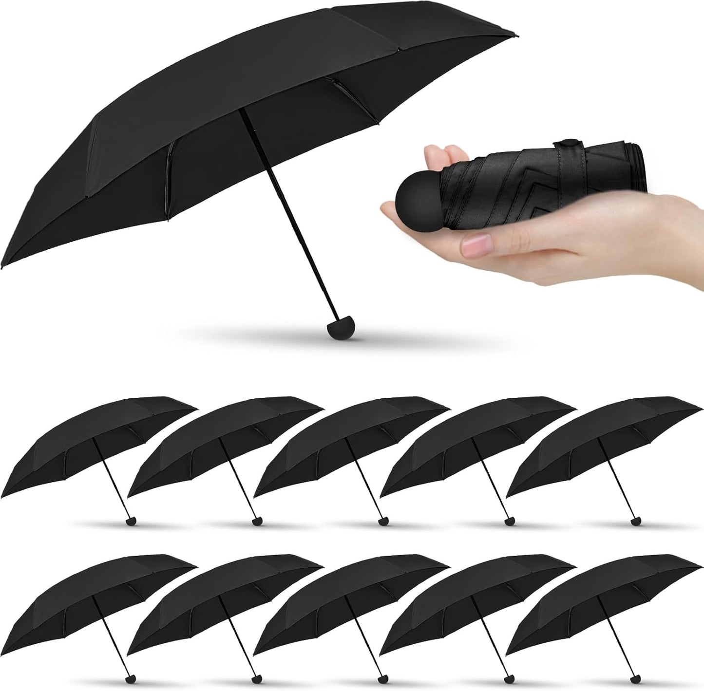 Sweetude 12 Pcs Travel Mini Umbrellas for Purse Bulk Folding Compact Lightweight Windproof UV Pocket Collapsible Umbrella for Kids Backpack Rain Wedding Party Women Girls