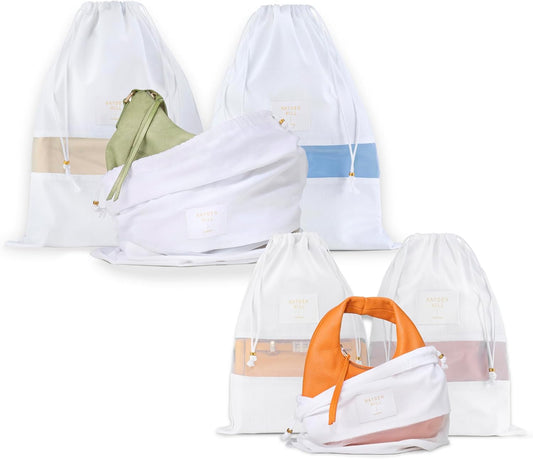 Hayden Hill Luxury Organice Cotton Dust Bags For Handbags - 6 Pack (Small-Med) - Handbag, Purse and Shoe Storage - Certified Carbon Neutral