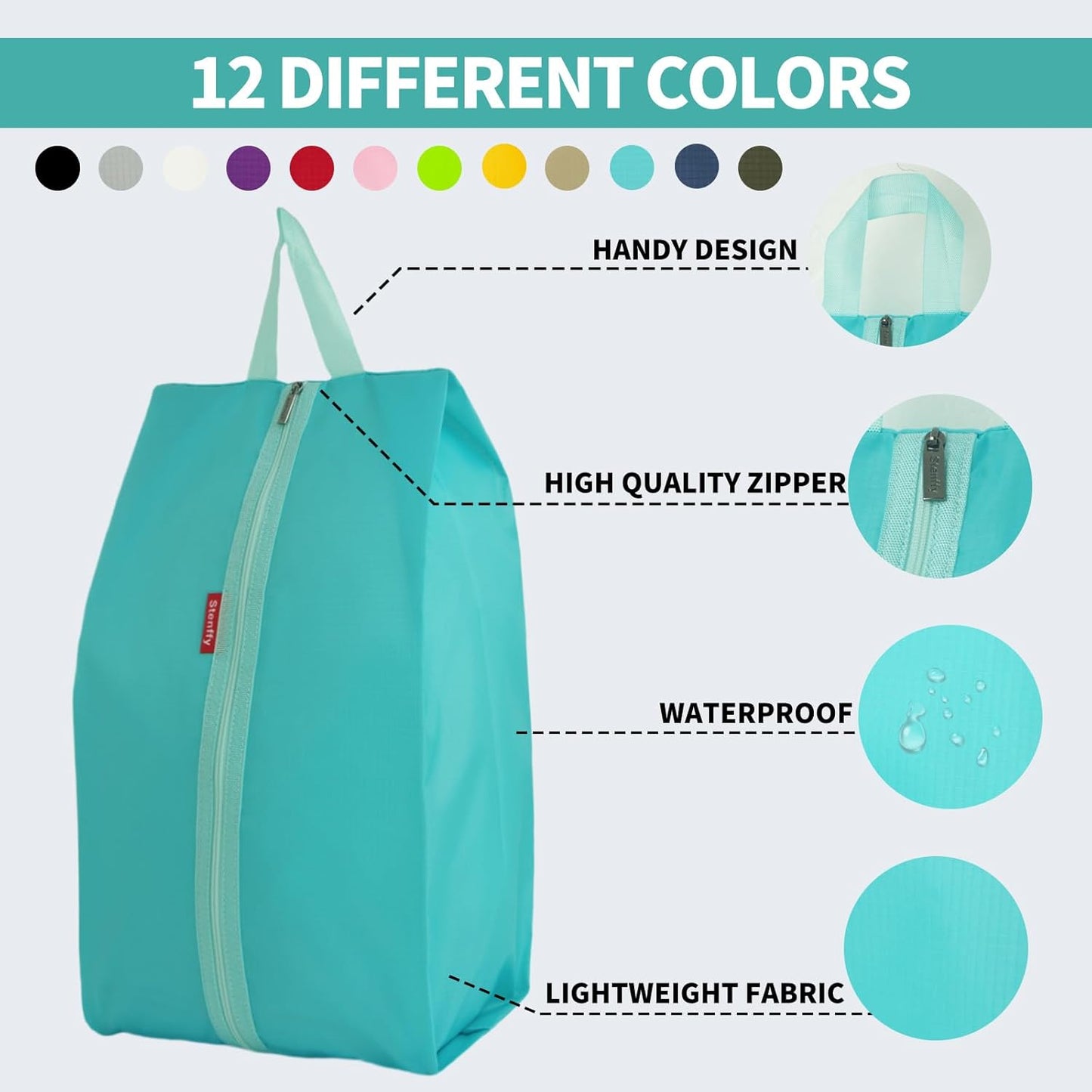 6pcs Portable Shoe Organizer, Travel Pouches with Zipper, Golf Shoe Bags, Clothes Bags, Soccer Cleats Bag Shoe Pouch for Gym, Waterproof, Odor-Resistant (Blue)