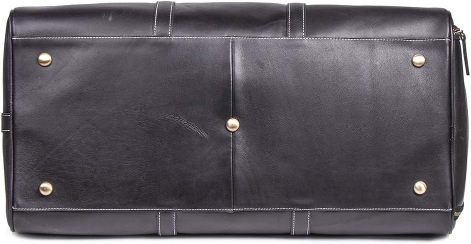 Leather Travel Luggage Bag, Mens Duffle Retro Carry on Handbag(Black, 24 Inch)