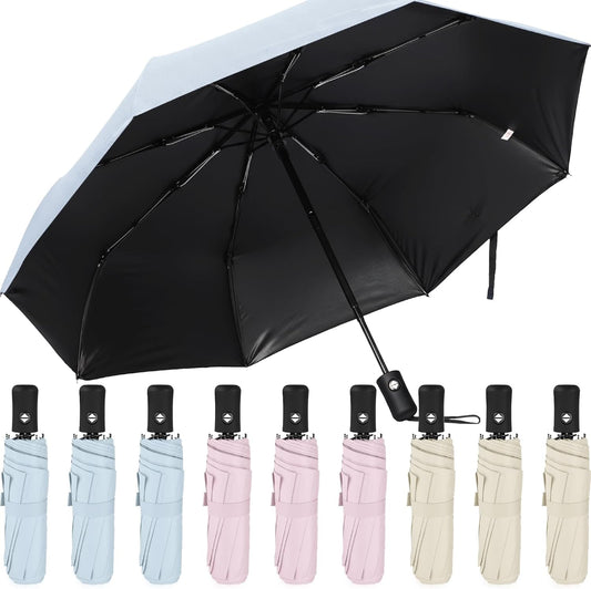 Kajaia 9 Pack Compact Umbrellas Bulk Folding Automatic Windproof Waterproof Umbrellas for Backpack Purse Car Women Men