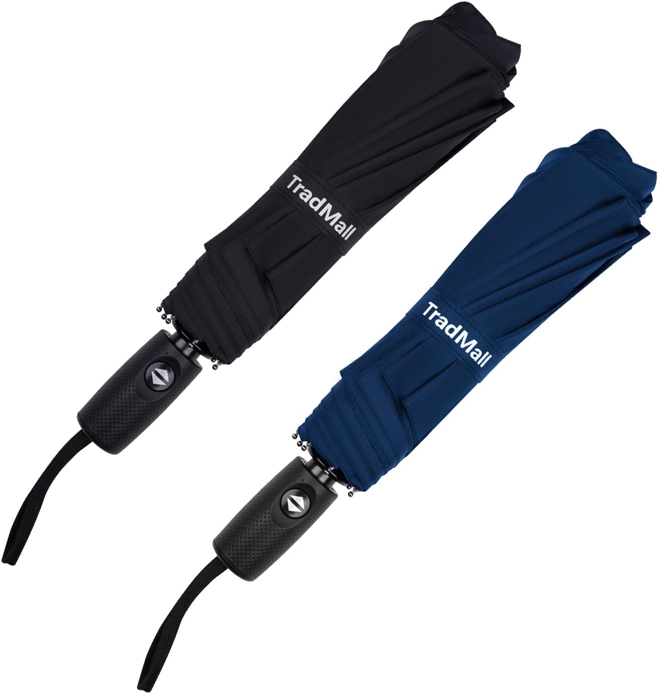 TradMall 2 Pack Travel Umbrella, Double Vented Canopy Windproof Automatic Strong Compact Folding Umbrellas for Rain Women and Men