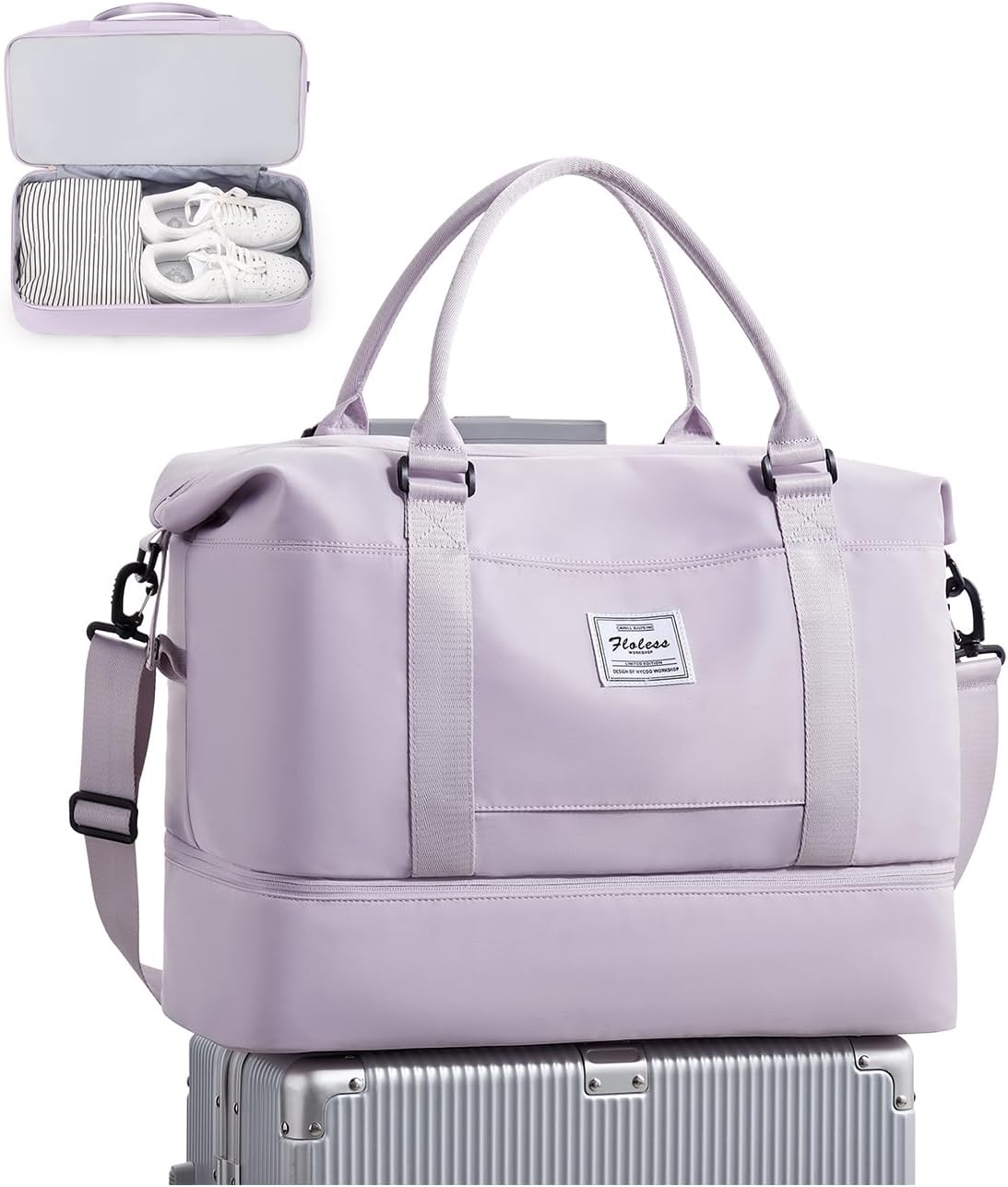 Travel Duffel Bag, Sports Tote Gym Bag, Shoulder Weekender Overnight Bag for Women