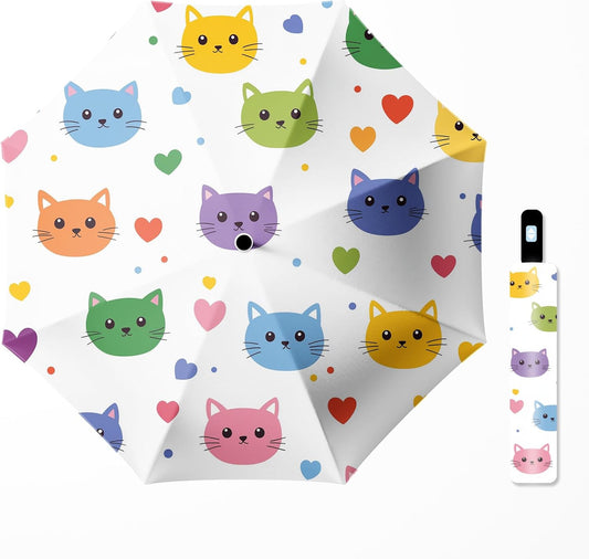 Small Travel Folding Umbrella for Girl, Portable, UV, SunShade, Compact, Automatic, Rain & Wind