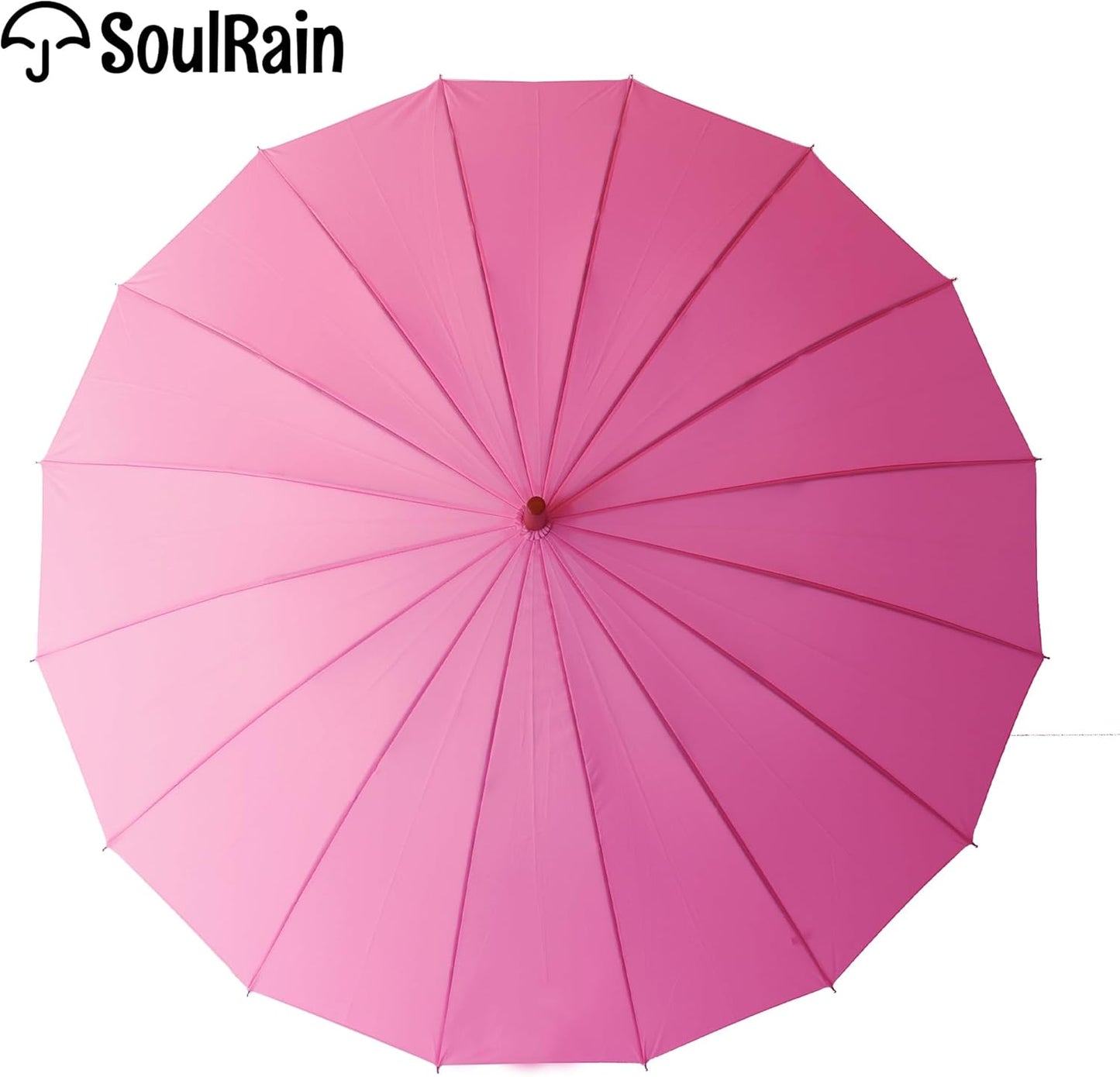 SoulRain 16 Ribs 48" Stick Umbrella Auto Open Solid Color Fashionable and Simple，Arc Classic Wood Handle，Windproof Unbreakable Stick Rain Umbrella