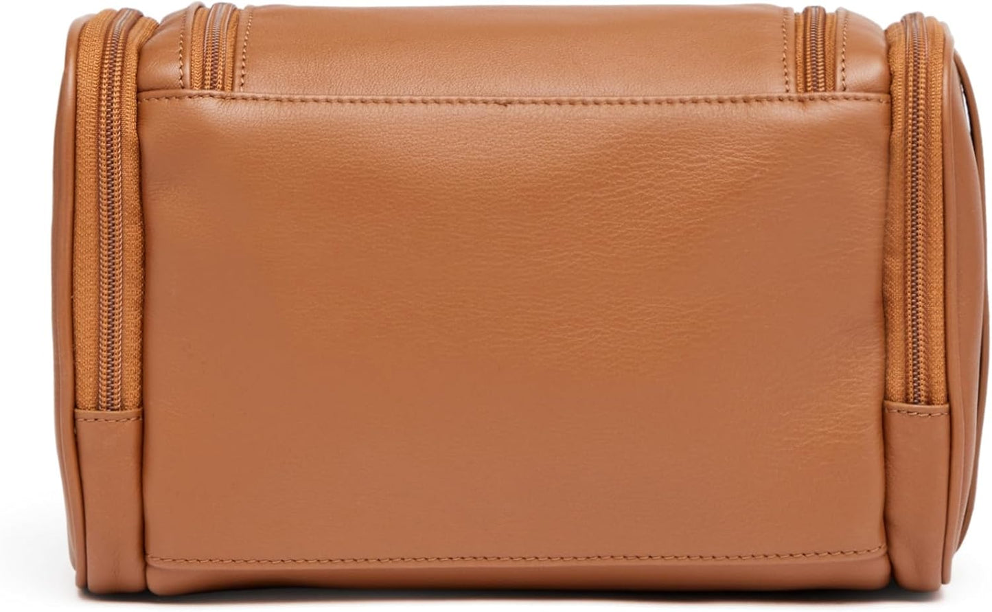 Leatherology Cognac Small Hanging Toiletry Kit – Compact Leather Travel Organizer with Interior Zip Pockets, Mesh Pouches & Hanger | Full-Grain Leather Toiletry Bag for Men & Women