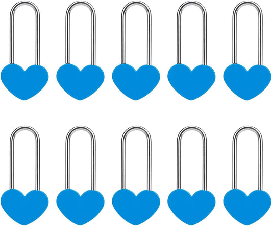 10PCS 3.5" 50mm Love Lock Heart Padlock,Blue Single Heart Wish Lock for Lovers Wedding,Valentines,Anniversary,Travel(NO Key)