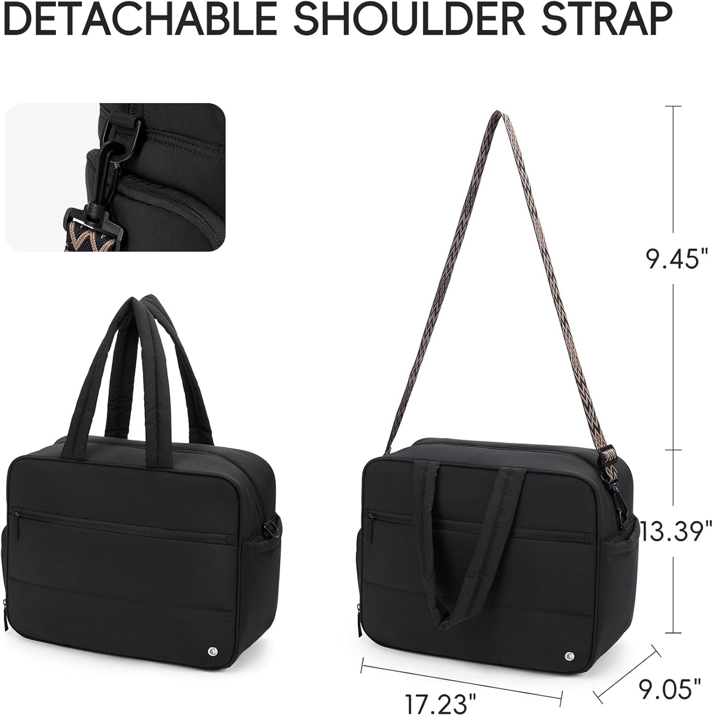 CLUCI Weekender Travel Bag for Women Puffer Tote Bag Carry On Duffle Overnight Bags with Shoe Compartment