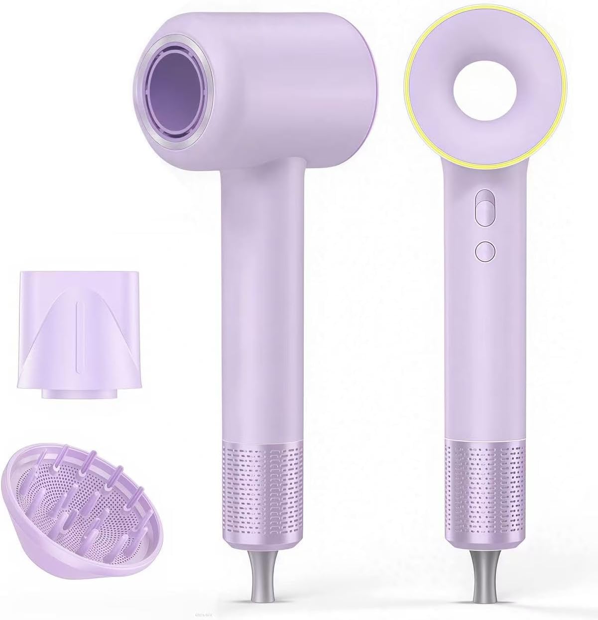 High Speed Hair Dryer,200 Millions Negative Ionic Blow Dryer,Powerful 1500W Fast Drying Low Noise Blow Dryer,Temperature-Control Hairdryer with Diffuser & Nozzle (Purple)