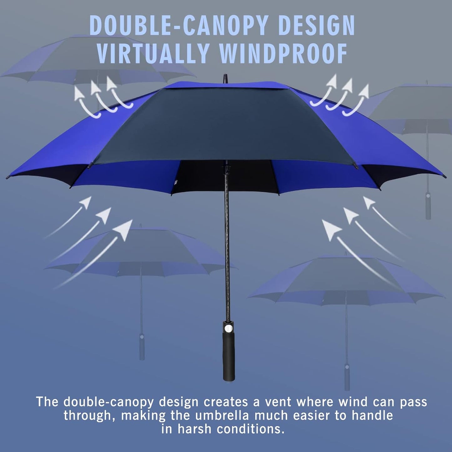 ZOMAKE Golf Umbrella Windproof, Extra Large Oversized Heavy Duty Double Canopy for Rain, Sports Games & Push Cart(51/54/62/68/72Inch)