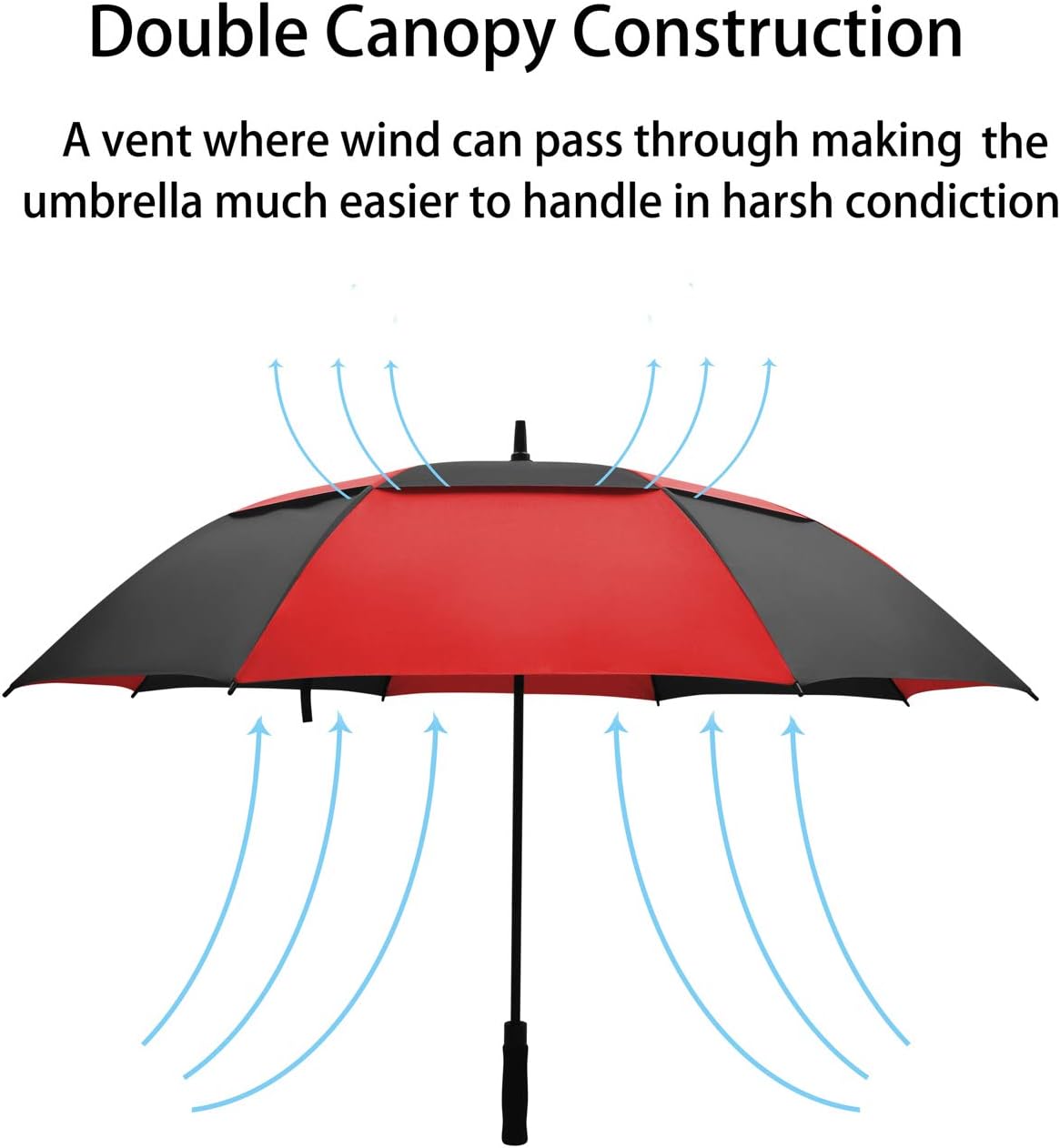 Golf Umbrella Large 58/62/68 Inch Automatic Open Golf Umbrella Extra Large Oversize Double Canopy Vented Umbrella Windproof Waterproof for Men and Women