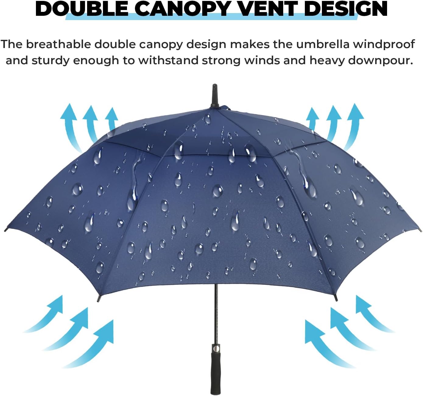 Automatic Open Golf Umbrella, 54/62/68/72 inch Extra Large Oversize Double Canopy Vented Stick Umbrellas, Windproof Waterproof Umbrella for Men And Women