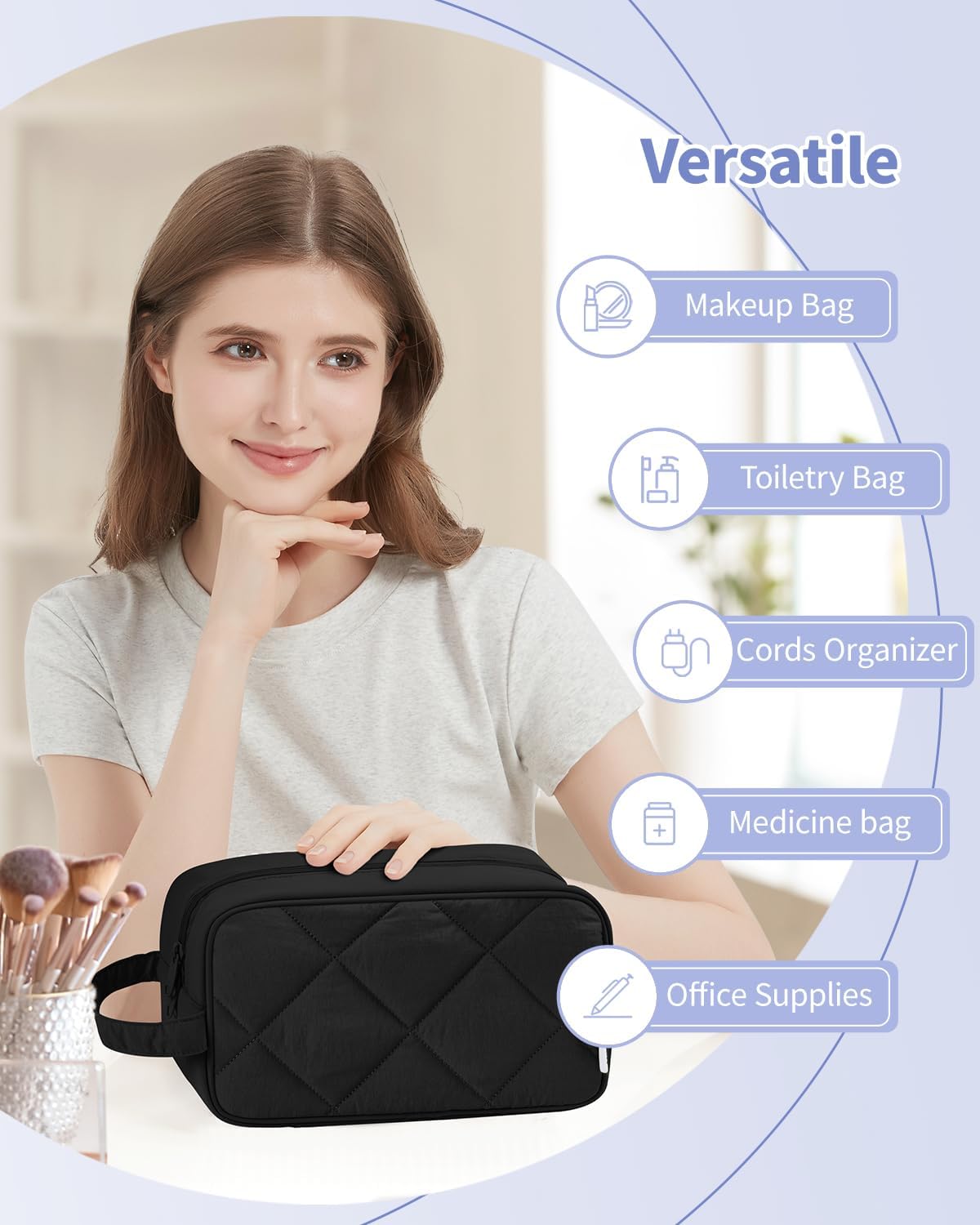 Narwey Travel Toiletry Bag for Women Traveling Dopp Kit Men Travel Bag for Toiletries Cosmetic Bag Makeup Bag Medicine Bag for Traveling