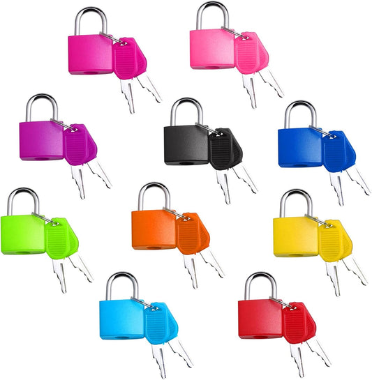10 Pcs Luggage Locks with Keys, Locker Lock Small Luggage Padlocks, Suitcase Locks Metal Keyed Padlock for School Gym