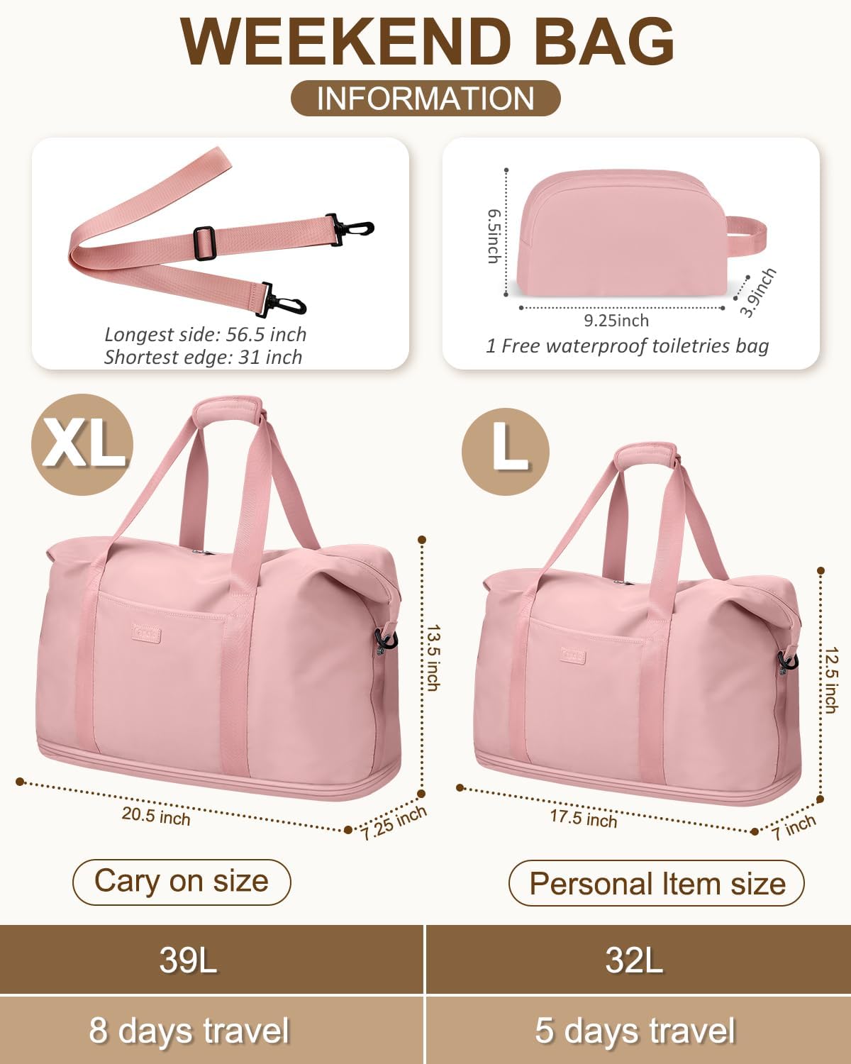 Expandable Travel Duffle Bags Weekender Overnight Bags for Women Men Hospital Bag for Women Labor Delivery with Toiletry Bag Waterproof