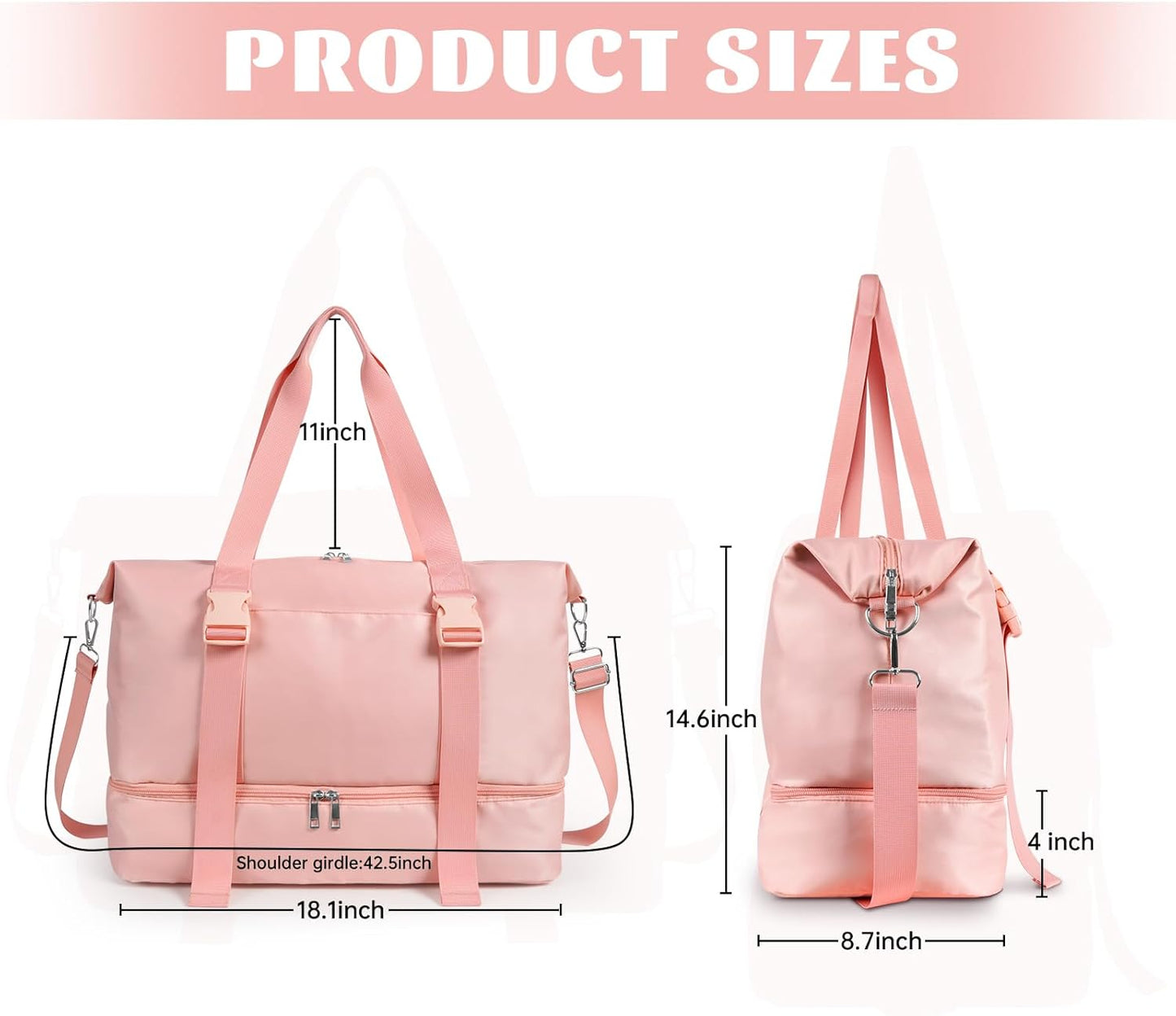 Travel Duffel Bag with Shoe Compartment, GYM Yoga Bag, Overnight Weekender Bag for Women, Perfect for Weekend Getaways, Gym, Business Trips, and Daily Use