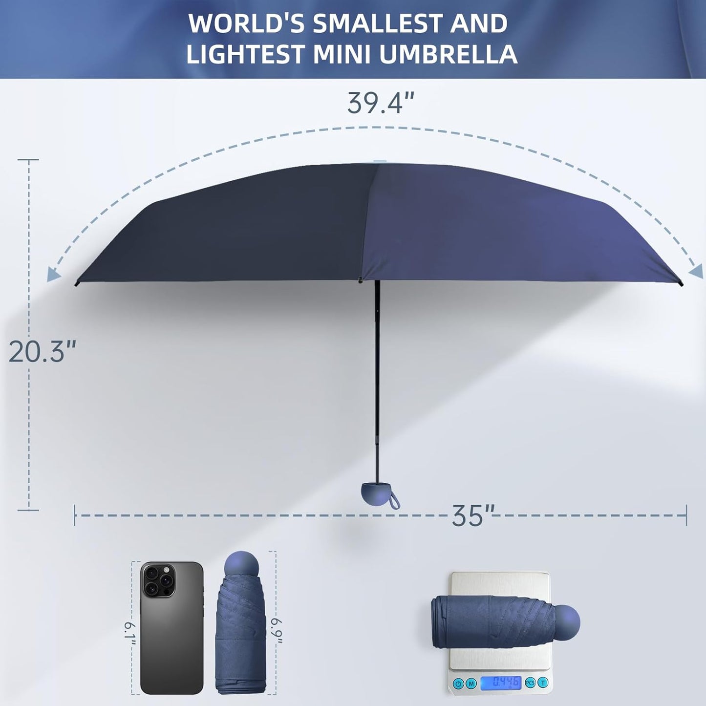 Compact Travel Umbrella, Small Pocket Mini Umbrella for Purse Wallet, UV Sun Rain Umbrellas for Backpack, Portable Folding Umbrellas for Women Kids