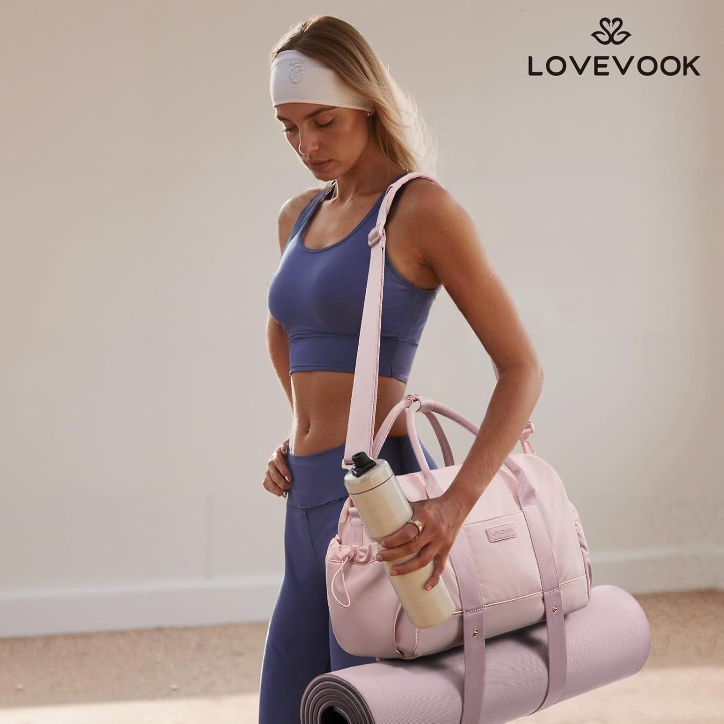 LOVEVOOK Small Gym Bag for Women with Yoga mat Holder, Mini Duffle Bag for Travel with Wet Pocket, Overnight Personal Item Bags, Lightweight Carry on Weekender Duffel for Workout, Dance, Ballet